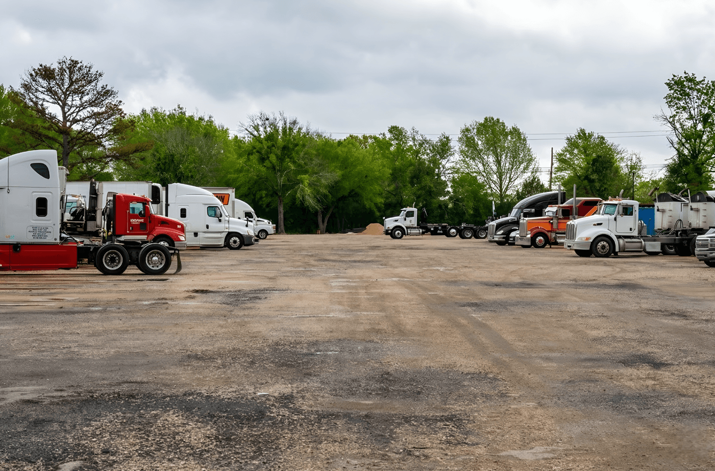 Open truck parking lot view
